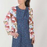 White and colorful open cardigan, butterfly print