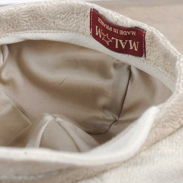 Casquette gavroche soie tissée écru