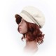 Off-white woven silk newsboy cap hat