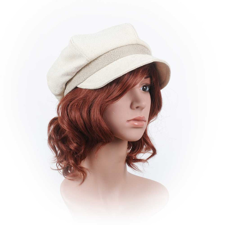 Casquette gavroche créateur fabrication française soie tissée écru