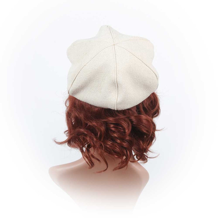 Off-white woven silk newsboy cap hat