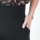Pantalon femme 4/5 fabrication artisanale made in France créateur français coton noir au bas resserré, ceinture stretch