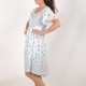 Pale blue bird print dress with flutter sleeves