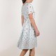 Pale blue bird print dress with flutter sleeves