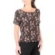 Womens black floral top, short-sleeved blouse