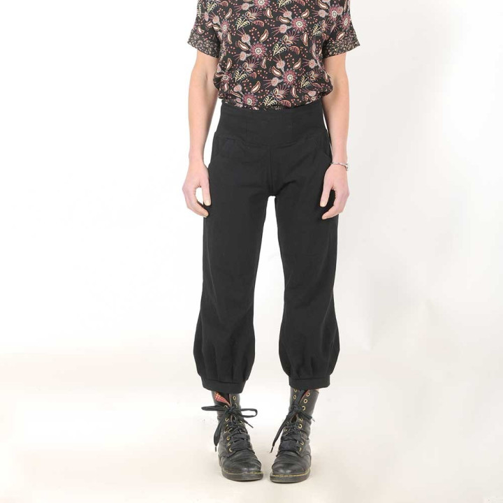 Womens black floral top, short-sleeved blouse