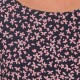 Womens navy blue and pink floral top, short-sleeved blouse