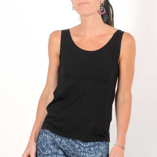 Sleeveless black jersey tank top