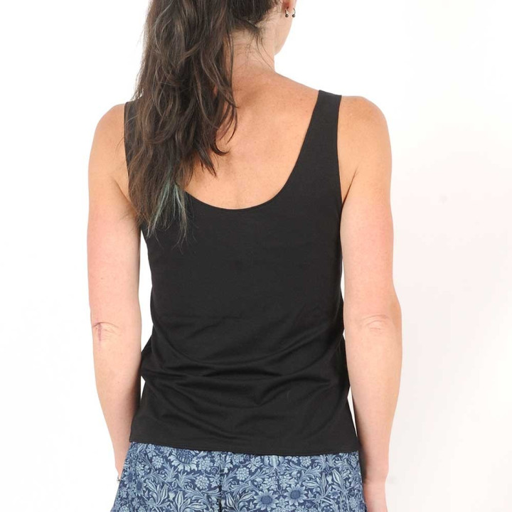 Top débardeur  original de créateur sans manches, jersey noir