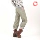 Pantalon femme cadeau pour femme original fabriqué en France 4/5, vert et gris clair, ceinture extensible