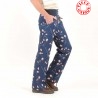 Womens floral blue supple pants, wide legs