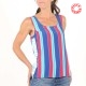 Striped sleeveless tank top in vintage green, blue, red fabric