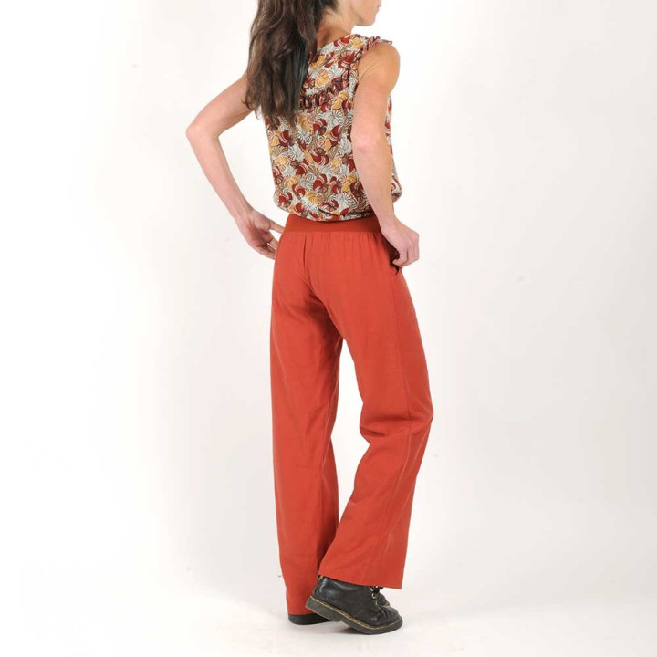 Pantalon femme fabriqué en France fabriqué en France rouille, souple, coupe droite