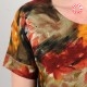 Womens printed orange top, short-sleeved blouse