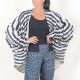 Ample blue and white ruffled cardigan, One size
