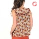 Orange print summer sleeveless top with ruffles