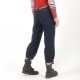 Pantalon original fabriqué en France femme 4/5 bleu marine, ceinture jersey