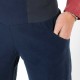 Pantalon fabriqué en France femme 4/5 bleu marine, ceinture jersey