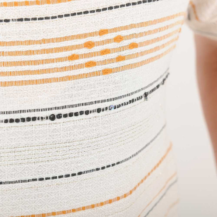 Womens off-white cotton top, woven lines