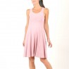 Pale pink flared jersey dress with crossed straps