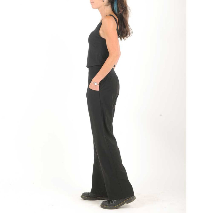 original de créateur fabrication française Pantalon femme noir, souple, coupe droite