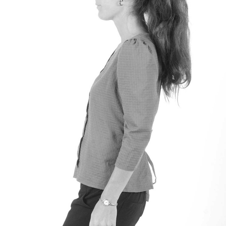 Womens shirt with V-neck and back lacing - CUSTOM HANDMADE