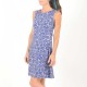 Sleeveless bright blue and grey floral dress