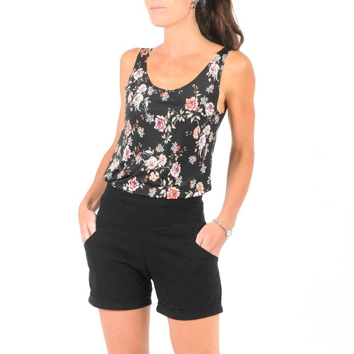 Womens black shorts, washed cotton