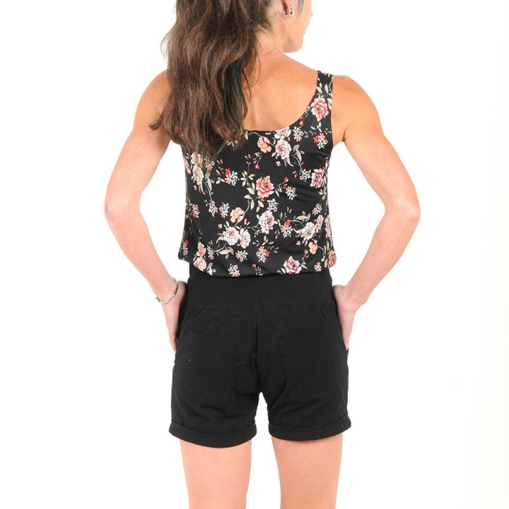 Short femme original de créateur coton lavé noir