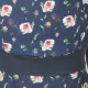 Short navy blue floral dress with straps, double cotton gauze