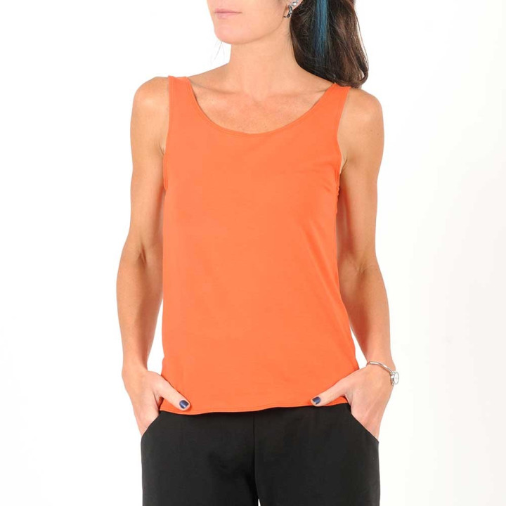 Sleeveless orange jersey tank top