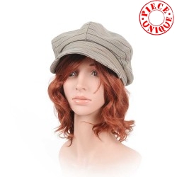 Newsboy cap hat in vintage taupe and brown striped cotton