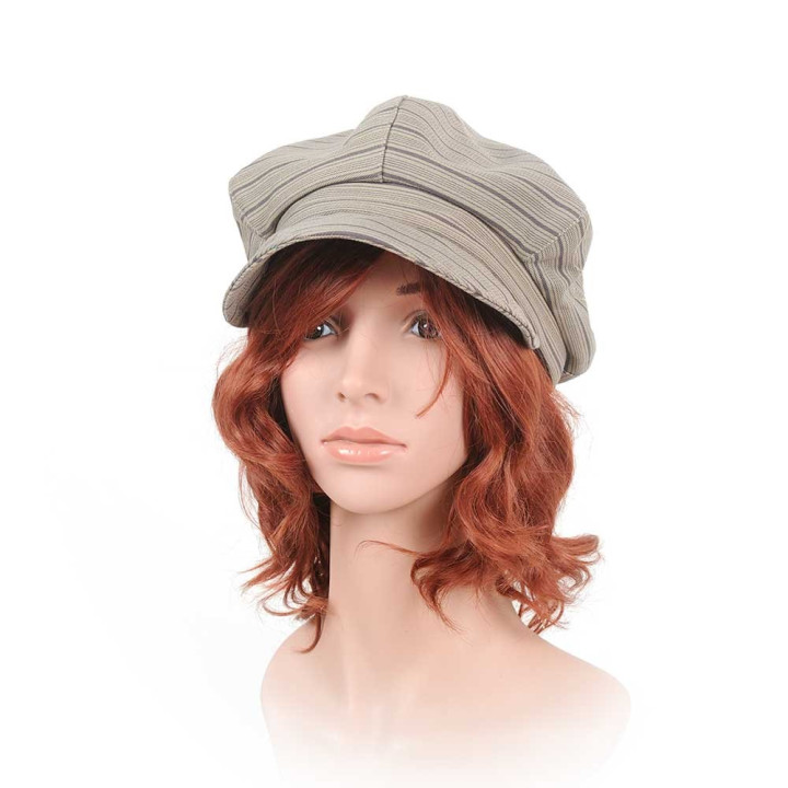 Casquette gavroche originale fabriquée en France coton vintage fleuri marron et blanc