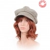 Newsboy cap hat in vintage taupe and brown striped cotton
