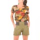 Womens green and brown striped shorts