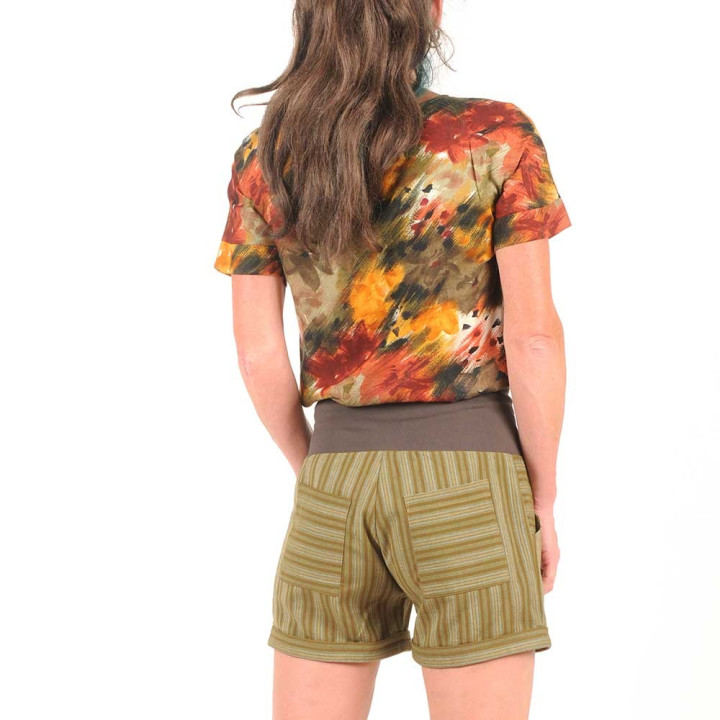 Womens green and brown striped shorts