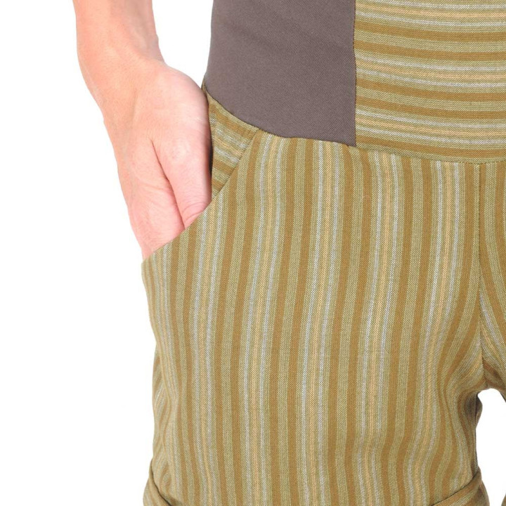 Womens green and brown striped shorts