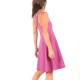 Fuchsia pink flared cotton jersey dress with crossed straps
