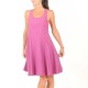 Fuchsia pink flared cotton jersey dress with crossed straps