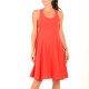 Bright red summer flared cotton jersey dress with crossed straps