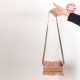 Petit sac fabrication artisanale zippé vieux rose et marron, tissu ancien et franges