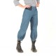 Pantalon femme créateur fabrication française bouffant denim bleu stretch