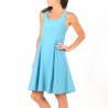 Blue flared cotton jersey dress with crossed straps