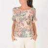 Womens supple short-sleeved top, pastel pink print