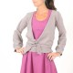 Dusty pink and glittery grey striped jersey wrap with puffy sleeves
