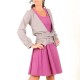 Dusty pink and glittery grey striped jersey wrap with puffy sleeves