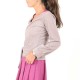 Dusty pink and glittery grey striped jersey wrap with puffy sleeves