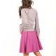 Dusty pink and glittery grey striped jersey wrap with puffy sleeves