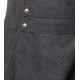 High waisted skirt with suspenders - perforated black faux suede