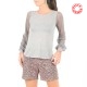 Glittery grey top with long puffy floral mesh sleeves